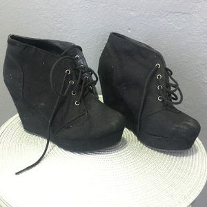 Black platform booties